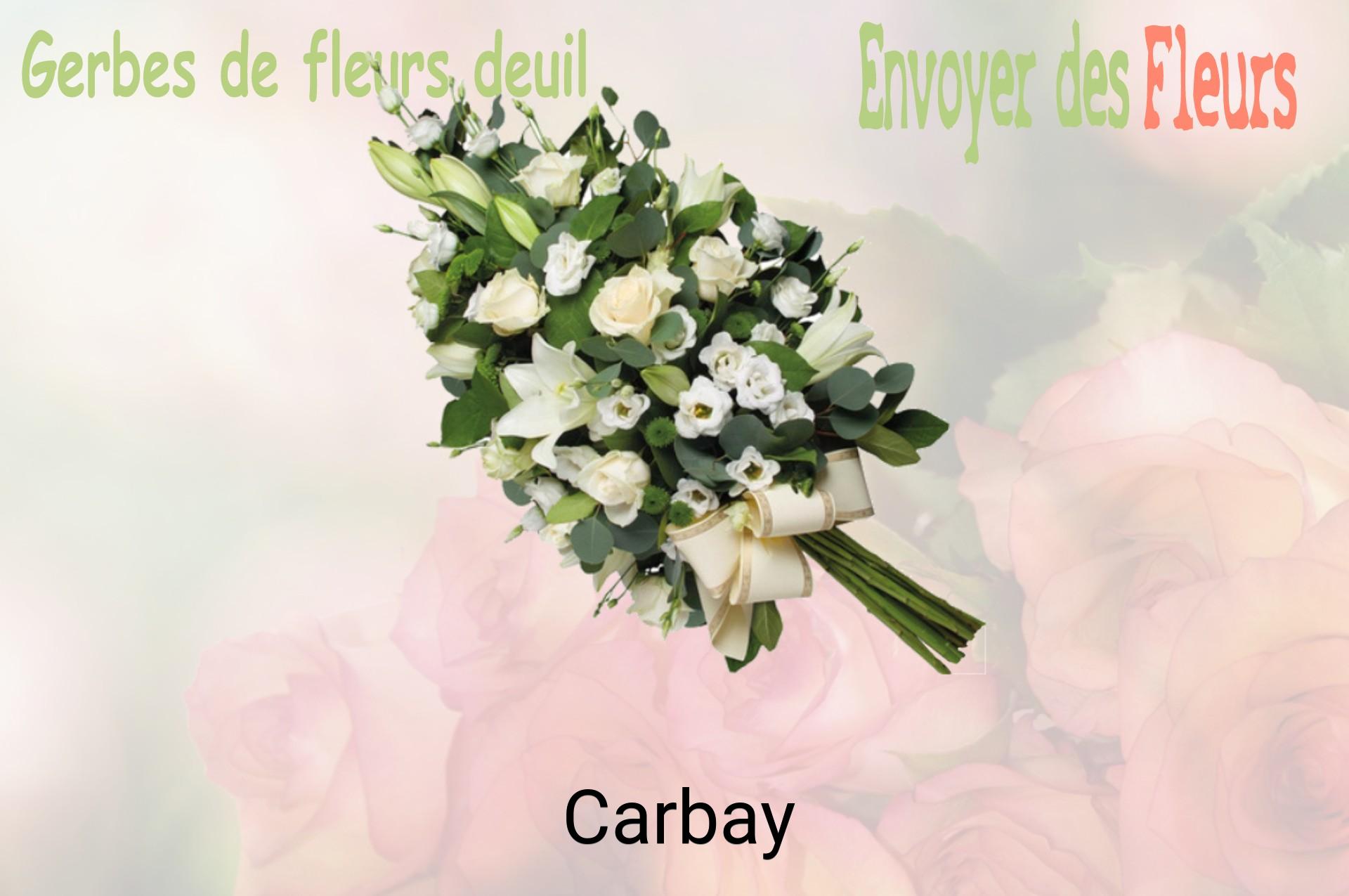 Gerbe de fleurs de deuil livrée à Carbay
